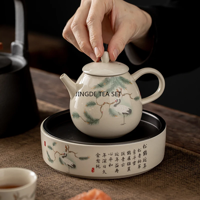 230ml Chinese traditional ceramic teapot hand-painted flower pattern home water kettle travel portable tea set