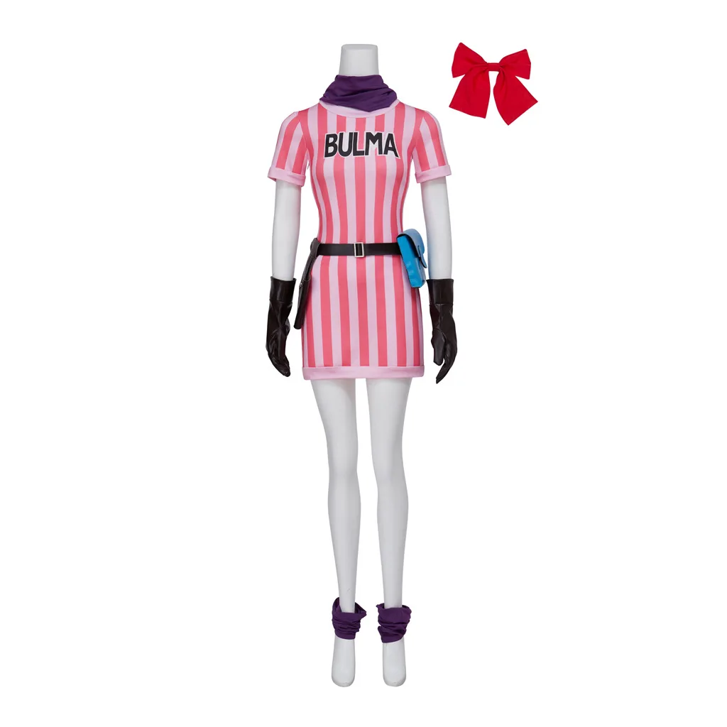 

Bulma Cosplay Costume Women Girls Pink Lolita Dress Belt Outfits Halloween Carnival Party Suit