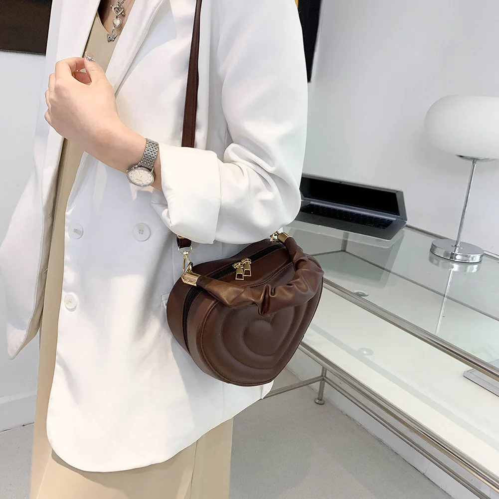 Women Heart Shape Clutch Purse Large Capacity Shoulder Bag Cute PU Fashion Crossbody Bag with Strap for Shopping Work Daily Use 5