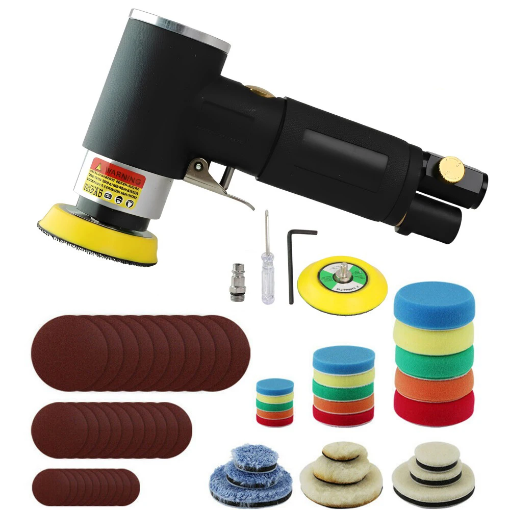 Orbit Air Sander Mini Pneumatischer 1'/2'/3' Schleifmaschinen-Set für Autopolitur Hochgeschwindigkeits-Luftschleifer Druckluftwerkzeug