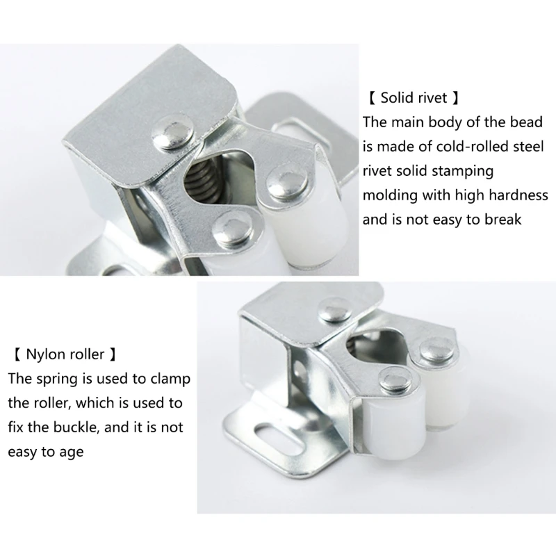 5pcs Double Roller Door Catches Durable Cupboard Cabinet Door Catch with Screws Reliable Twin Roller Closet