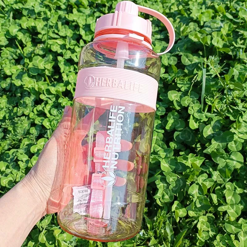 New Arrival Outlet Pirce 2000ml Herbalife Nutrition Gradient Color Frosting Plastic Sports Water bottle with Straw 