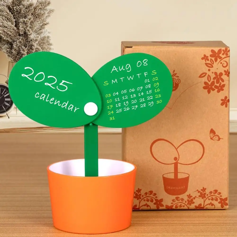 Cute Cartoon Flower Pot Pen Holder Calendar 18cm Creative Fashion Simple Desk Calendar Home Desktop Decoration Pieces