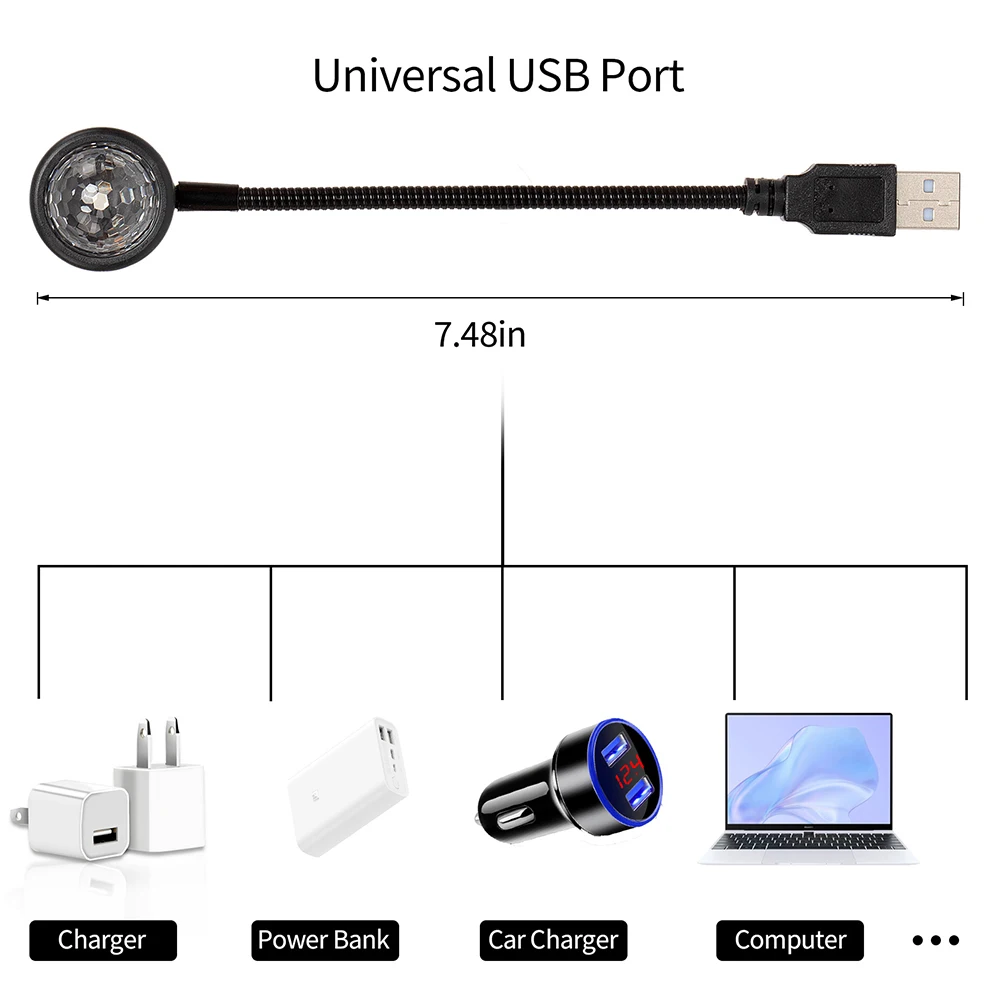 Dj Lighting Sound Party Auto USB Mini Disco Ball Lights RGB Multi Color Car Atmosphere Room Decorations Lamp Magic Strobe Light