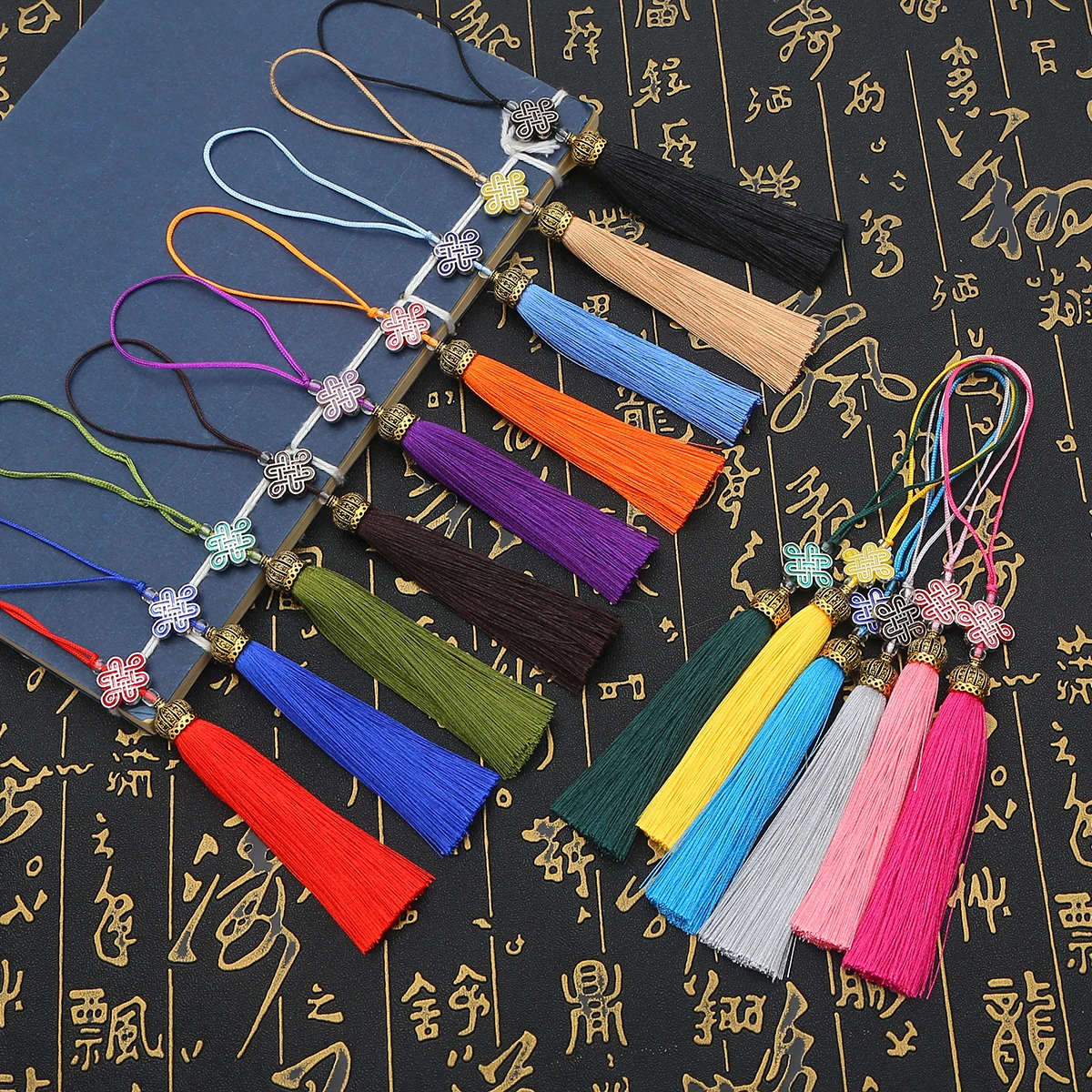 18cm Alloy Chinese Knot Charms Tassel 1pc for Handmade DIY Crafts Phone Chain Making Sewing Accessories