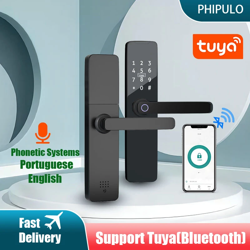 

PHIPULO Tuya WIFI Biometric Fingerprint Locks Smart Door Lock Remote Unlocking Keyless Lock Digital Electronic Lock