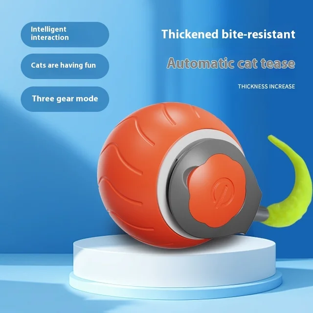 Interactive Cat Toys Ball  Automatic Rolling Ball Faux Tail Rechargeable Smart Pet Electric Toy Dog Cat Training Imitate Mouse 3