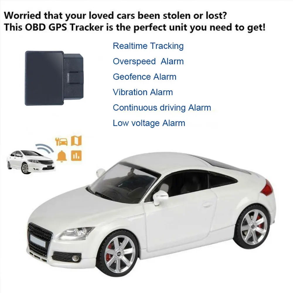 Upgrade Real 4G LTE GPS Tracker Car OBD Locator OBDii Tracking Device Vibration Alarm Geo-fence Real Time Tracking