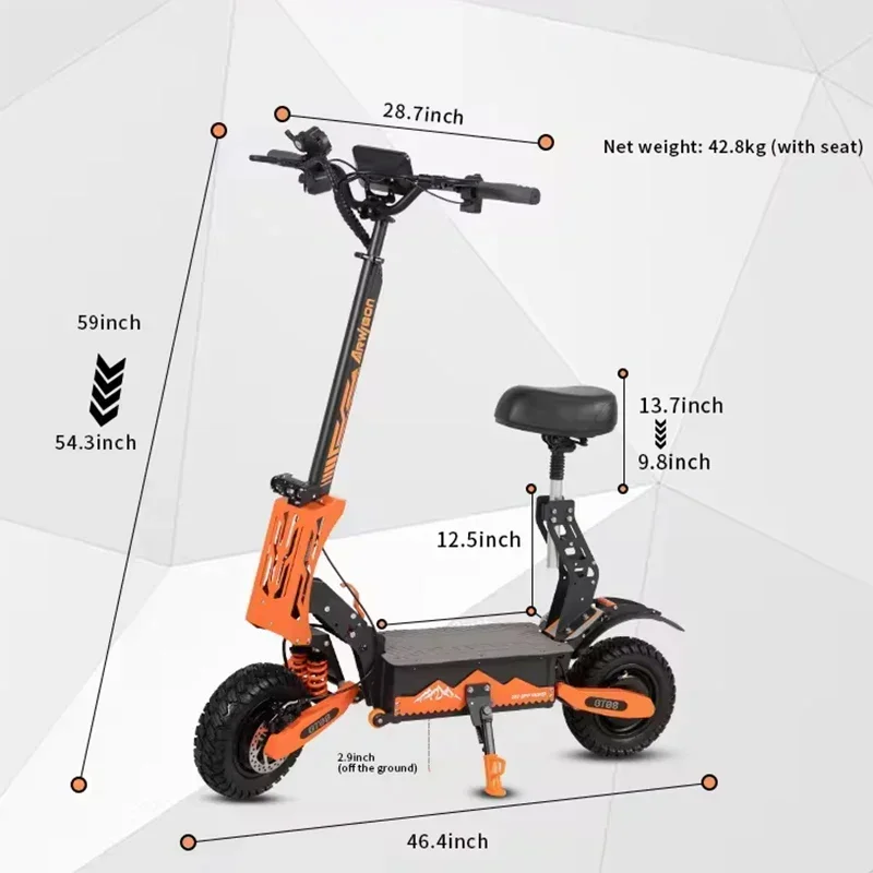 DT08 5600w Dual Motor Electric Scooter 60v 27ah Max Speed 75-80km/h Lcd Display 11 Inch Tyres Foldable