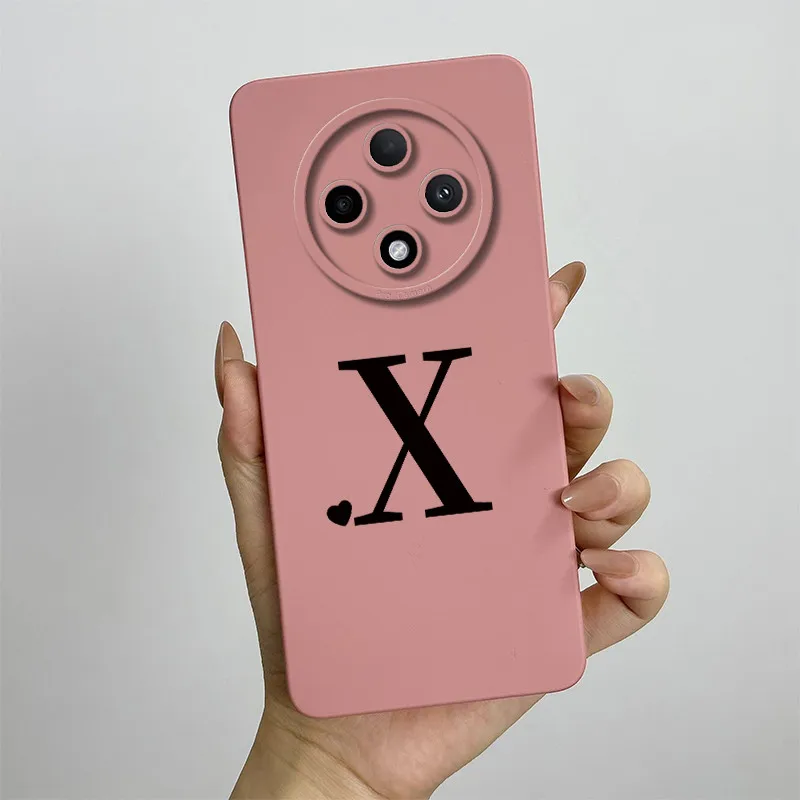 Cute Initial Letters Square Silicone Matte Shockproof Back Cover