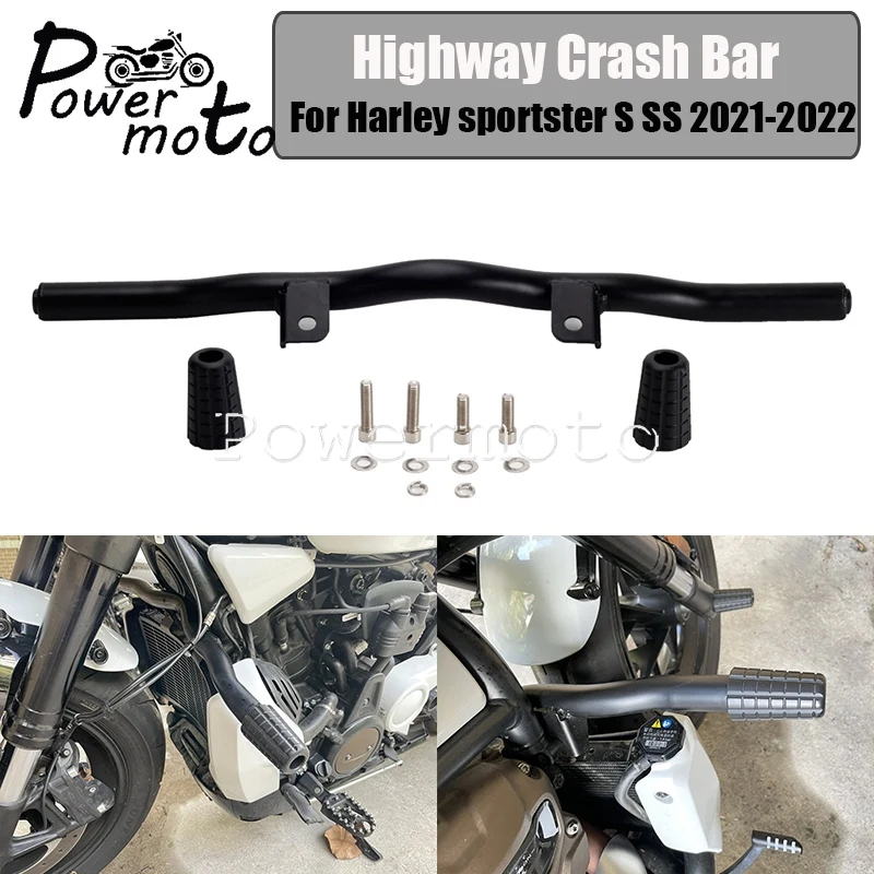 MotorcycleBlackFrontHighwayEngineGuardCrashBarSteelFalling