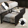 Bed Frame with 1 Hidden Drawer and 2 Drawers, Metal Heavy Duty Bed Frame with Upholstered Headboard and Multi-Port Charging 5