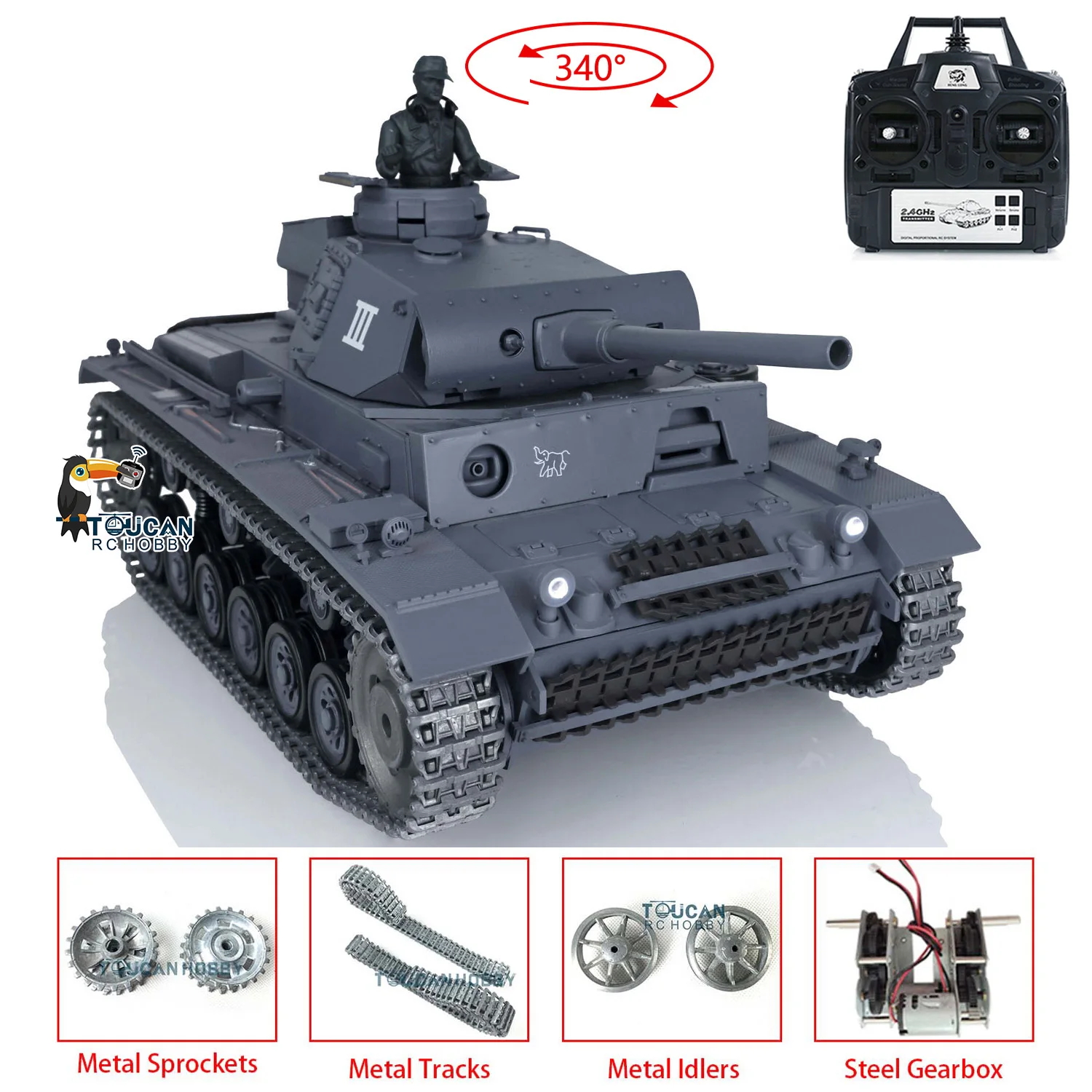 Char RC HengLong 1/16 Leopard 2A6 Pelage Tactique - Édition Pro