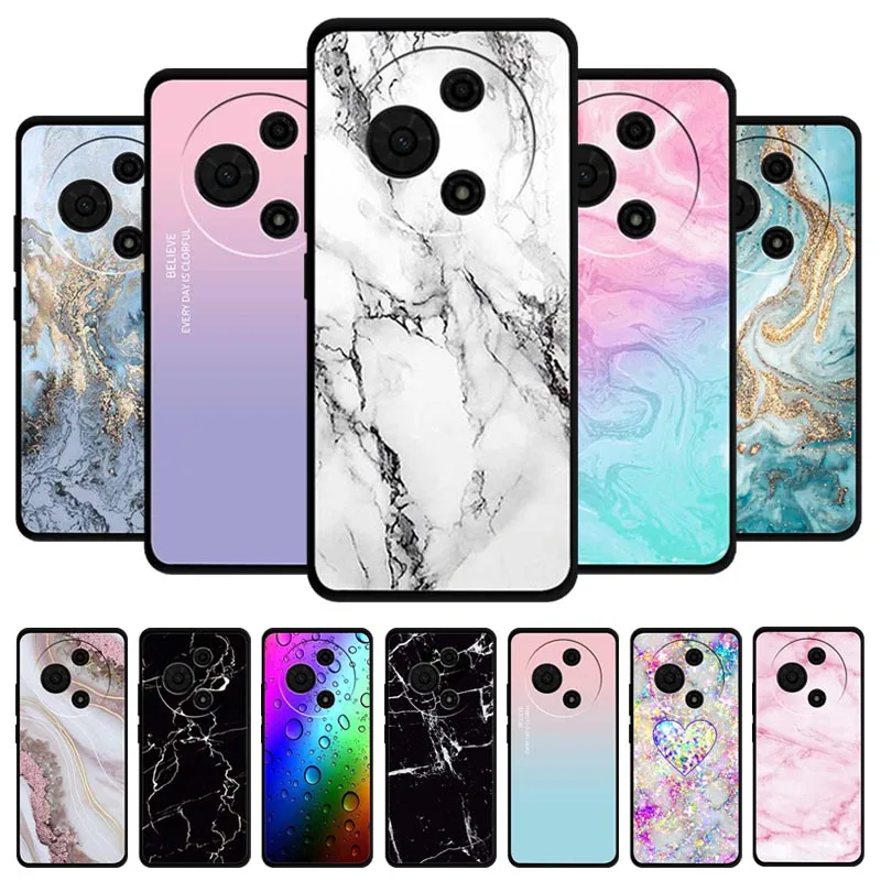 Gradient Marble Painted Silicone Phone Case - Shockproof Soft Cover