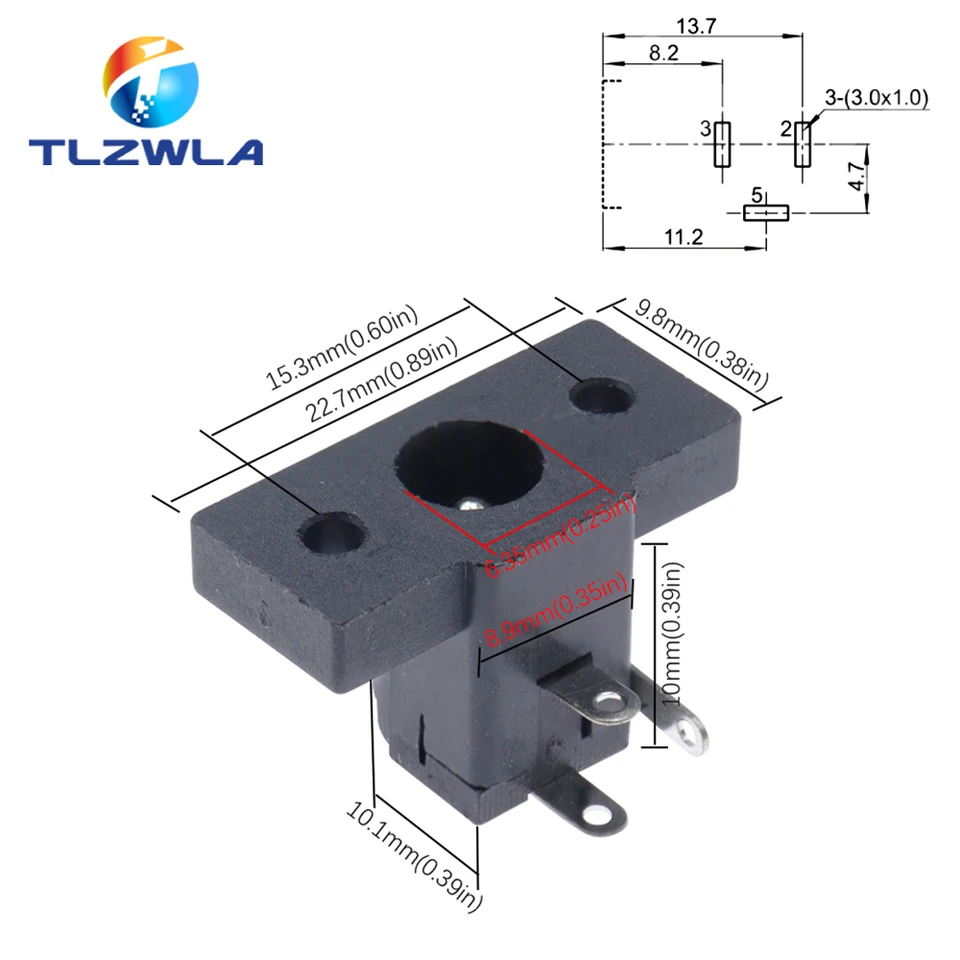 20 Pezzi Prese DC Femmina 5.5x2.1mm | Per Montaggio A Pannello | 30V 1A | Connettori Di Alimentazione Industriali - Foto 8