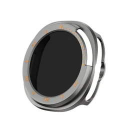 Premium Privacy Tempered Glass Case with Anti-Peeping Film Cover for 8 Classic 46mm (Titanium Gray Orange)