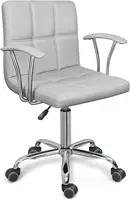 Home Office Desk Chair With Armrest And Wheels, Modern Pu Leather Mid-Back Office Task Chair, Height Adjustable Swivel Computer 1