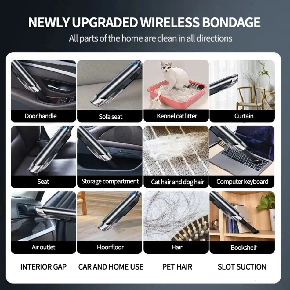 Portable Wireless Vacuum Cleaner 150000Pa Mini Robot for Car Home Appliance Desktop & Keyboard Cleaning Compact Size