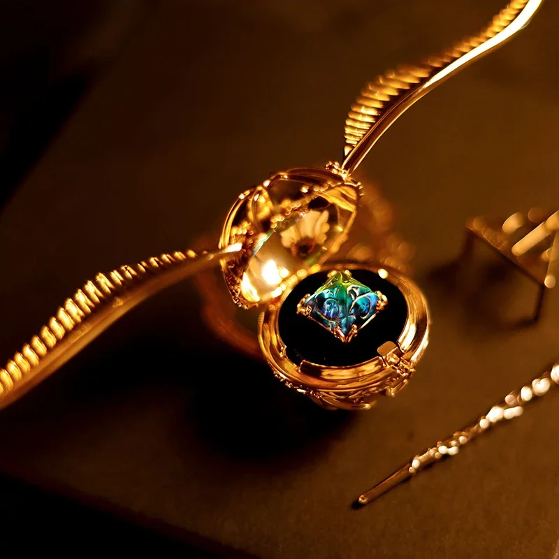 Luxury Proposal Ring Box Gold Snitch Wings Wedding Ring Boxes Jewelry Mistery Box Organizer for Small Things Birthday Gift Ideas