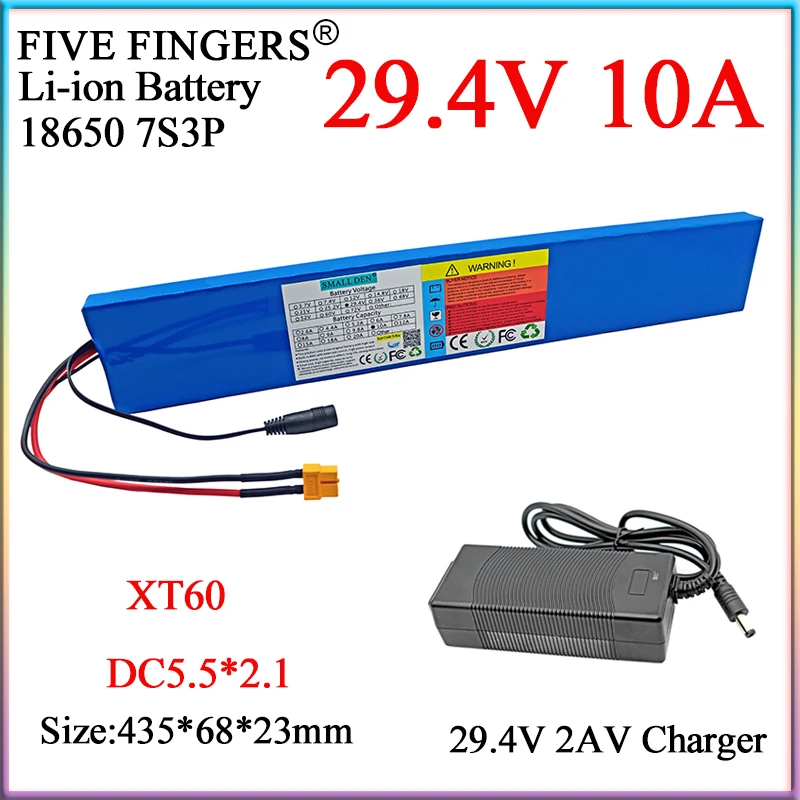 

Новый перезаряжаемый литиевый аккумулятор 29 в 10 Ач 7S3P 18650, постоянный ток 29,4 в, электрический велосипед, мопед, балансировка скутера и т. Д. + зарядное устройство 29,4 в 2 А