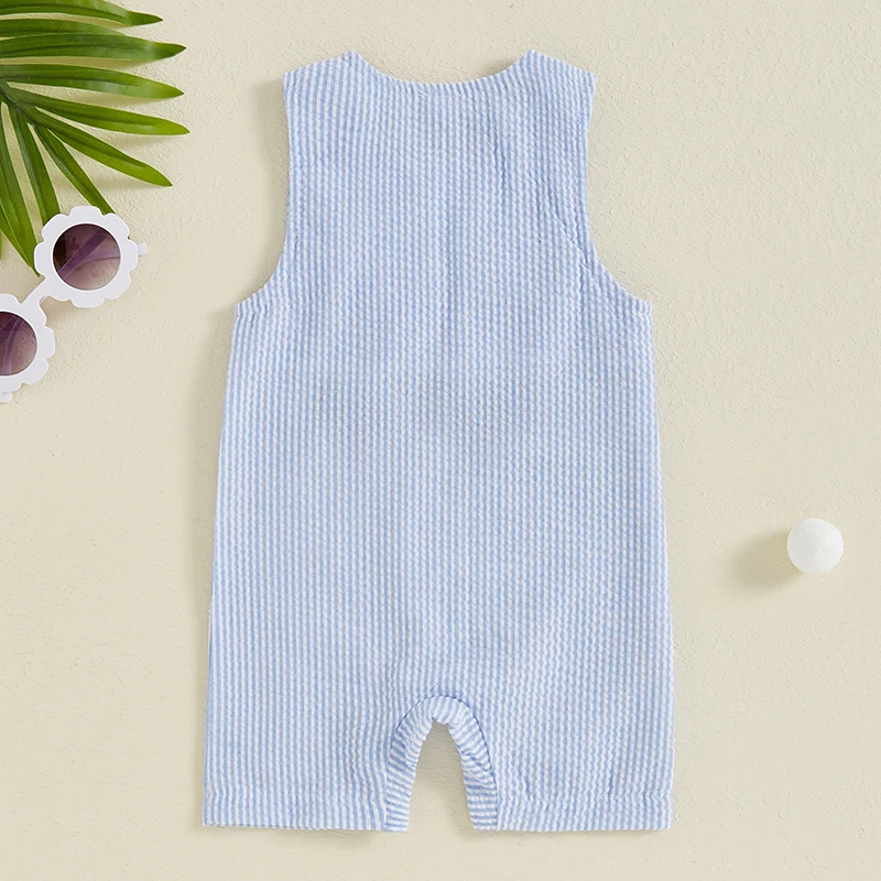 Baby Boy Tank Romper Golf Hole in One Birthday Outfit Boy Summer Striped Sleeveless Jumpsuit 1st Birthday Gift 3
