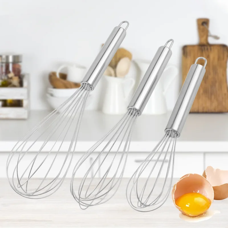 10-Inch Stainless Steel Egg Beater Home Kitchen Baking Tool 12-Inch Cream Whisk Handheld Egg Shaker Tool For Cooking