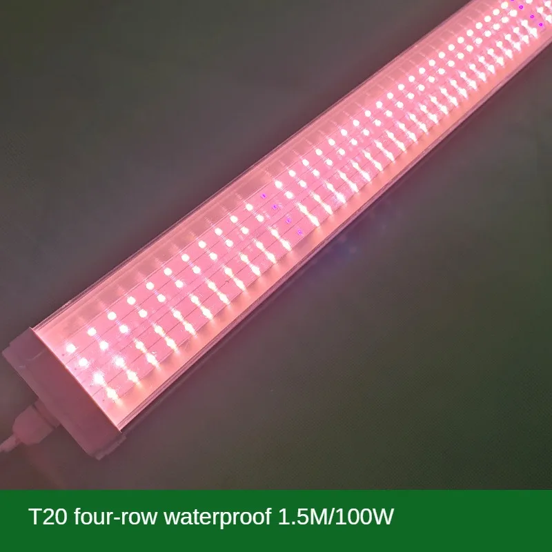 Lámpara LED de espectro completo T20 para el crecimiento de plantas, resistente al agua, cuatro filas, color suculento, relleno de plántulas de flores UV, terapia de luz en tubo