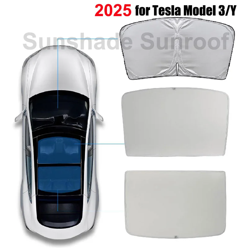 Parasoles para Techo Solar de Tesla Model 3 Y Juniper Highland, Tela de Hielo con Hebilla, Parasol Delantero y Trasero para Techo de Cristal