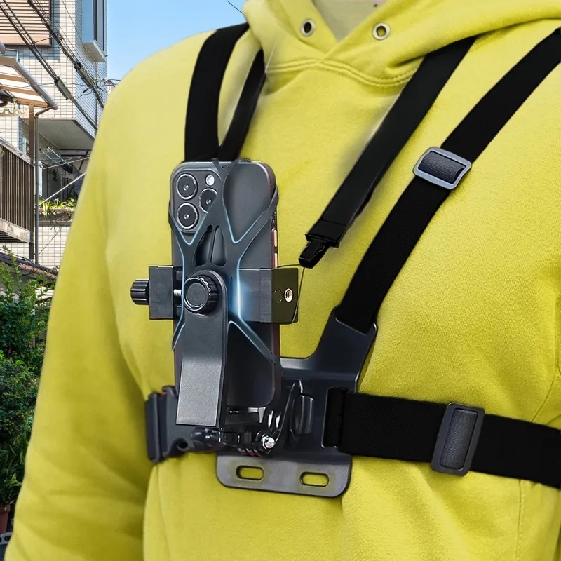 7-in-1 조절 가능한 가슴 장착형 휴대폰 홀더, GoPro 브랜드 휴대폰, Osmo, Sjcam, Akaso, Insta360에 적합하여 W 촬영 가능