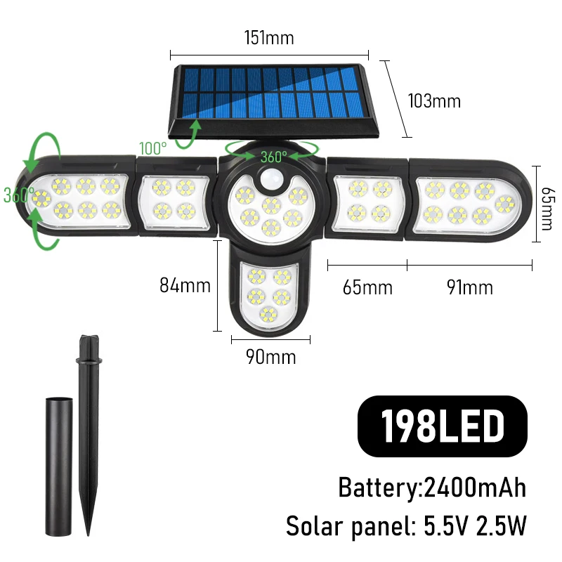 bright solar lights LED Outdoor Solar Lamp Multiple Heads Lighting Lawn Ground Light Motion Sensor Human Induction 3 Modes Spotlights Garden Lights solar powered fairy lights Solar Lamps