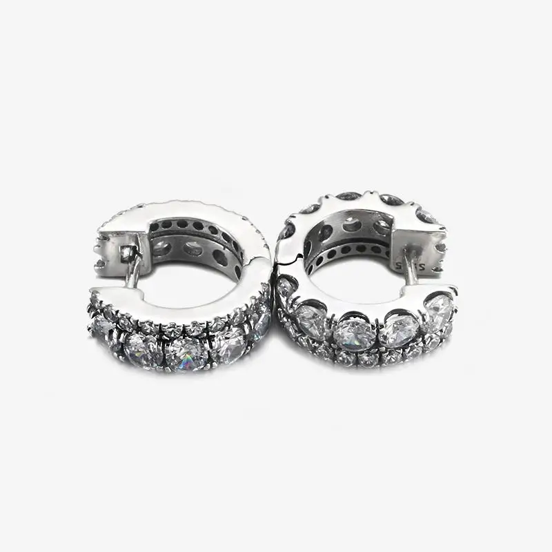 2022 Authentic 925 Sterling Silver Earring Sparkling Star Blue Gem Golden Heart Halo Stud Earrings Women Jewelry BirthdayGift