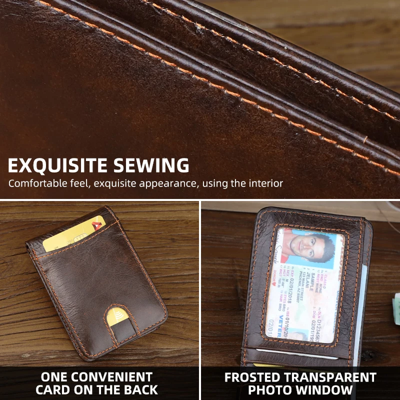 Mens Short Wallet Casual Soft Leather Mens Horizontal Multifunctional Wallet Genuine Leather Card Holder Money Bag Purse