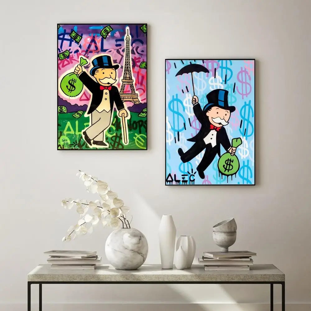 Cartoon Dollar Alec Monopoly Poster - HD Waterproof Self-Adhesive Wall Art, Versatile Decor & Perfect Gift
