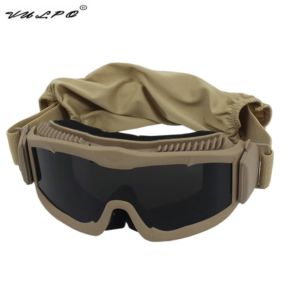 VULPO Tactical Goggles Airsoft Paintball Shooting Goggles Windproof Anti Fog Glasses Hiking Mountaineering Glasses