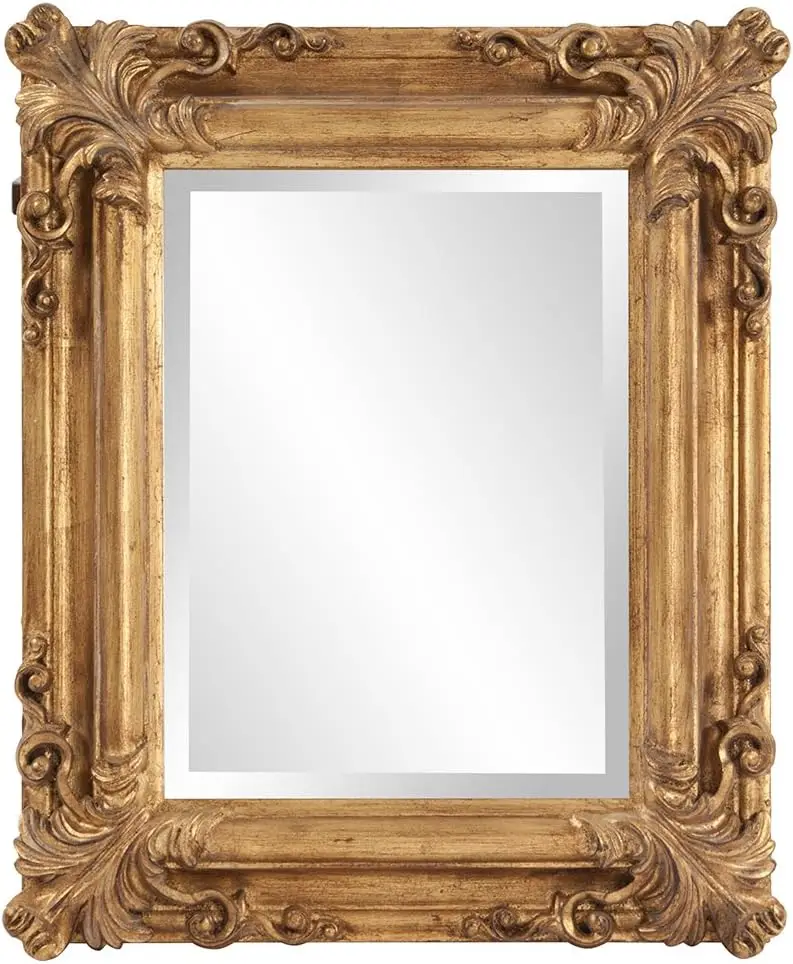 

Elliott Edwin Hanging Rectangular Accent Rustic Antique Gold Mounted Mirrors, Elegant Embellished Framed Decorative Mirror, 19