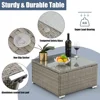 Outdoor Patio Furniture Sets, All-Weather Sectional Sofa with Tempered Glass Table, 3 Pieces Patio Wicker Couch for Garden 3