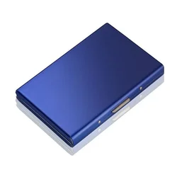 Sleek Stainless Steel Anti - RFID Wallet - Slim Cardholder with 10 Slots (Blue 6 Card Slots)