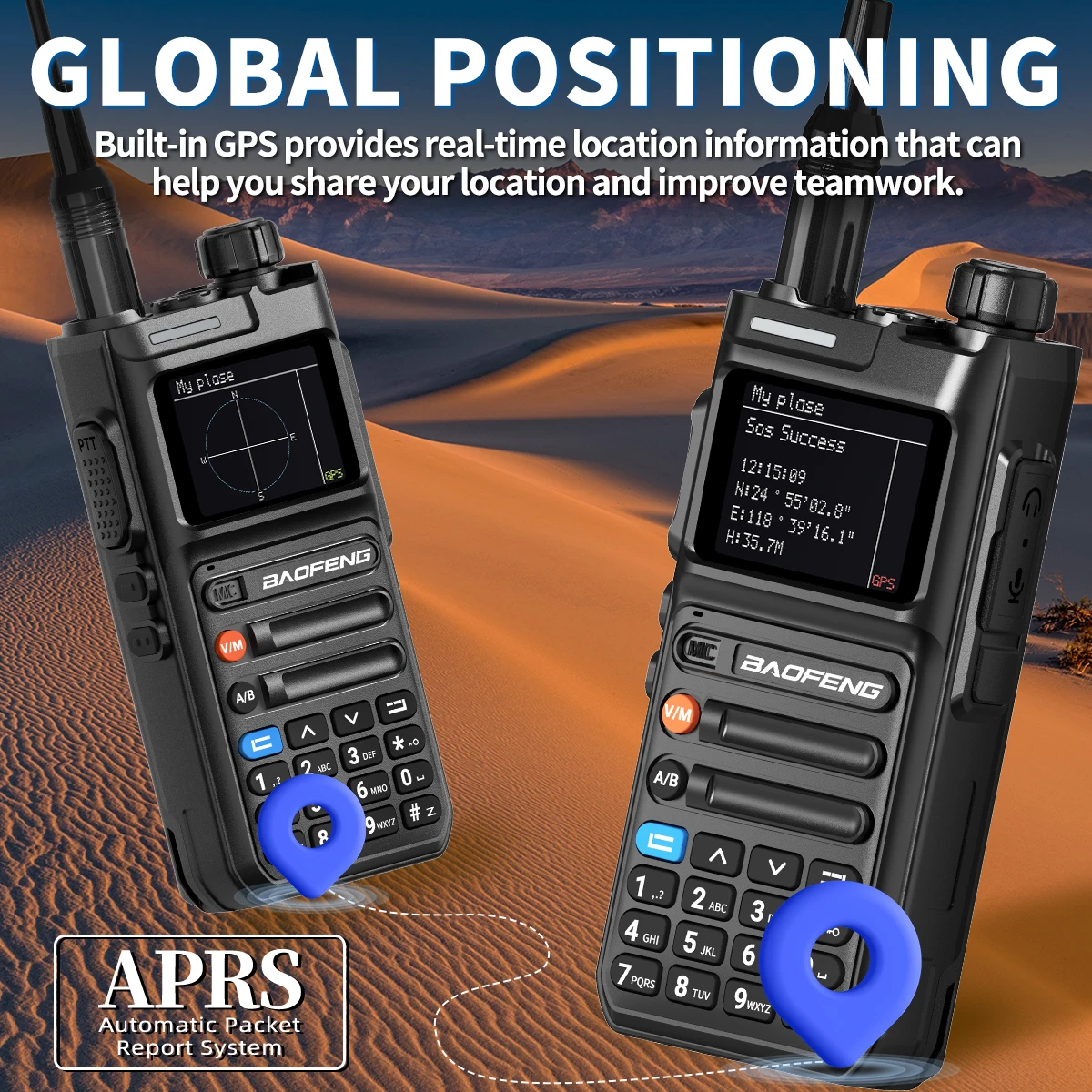 Baofeng AR26 Walkie Talkie Long Range GPS Phone APP Wireless Programming Air Band Recording Two Way Radio Type-C Charge 4