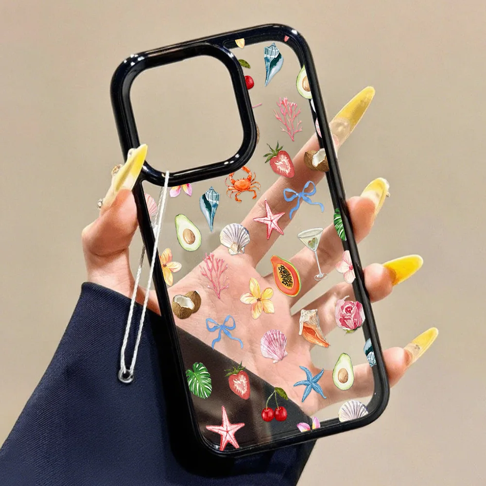 Seaside Scenery Wine Lemon Acrylic Shockproof Transparent Phone Case