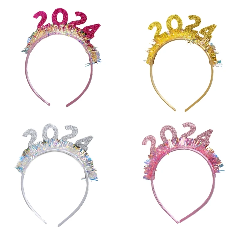 

Students 2024 New Year Hairband Sequins Letter Hair Hoop for Christmas Party