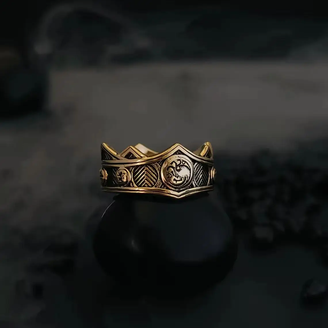 Dragon Shape Family Ring Vintage Gothic Medieval Dragons Finger Ring Jewelry Cosplay Party Props Jewelry Presents 4