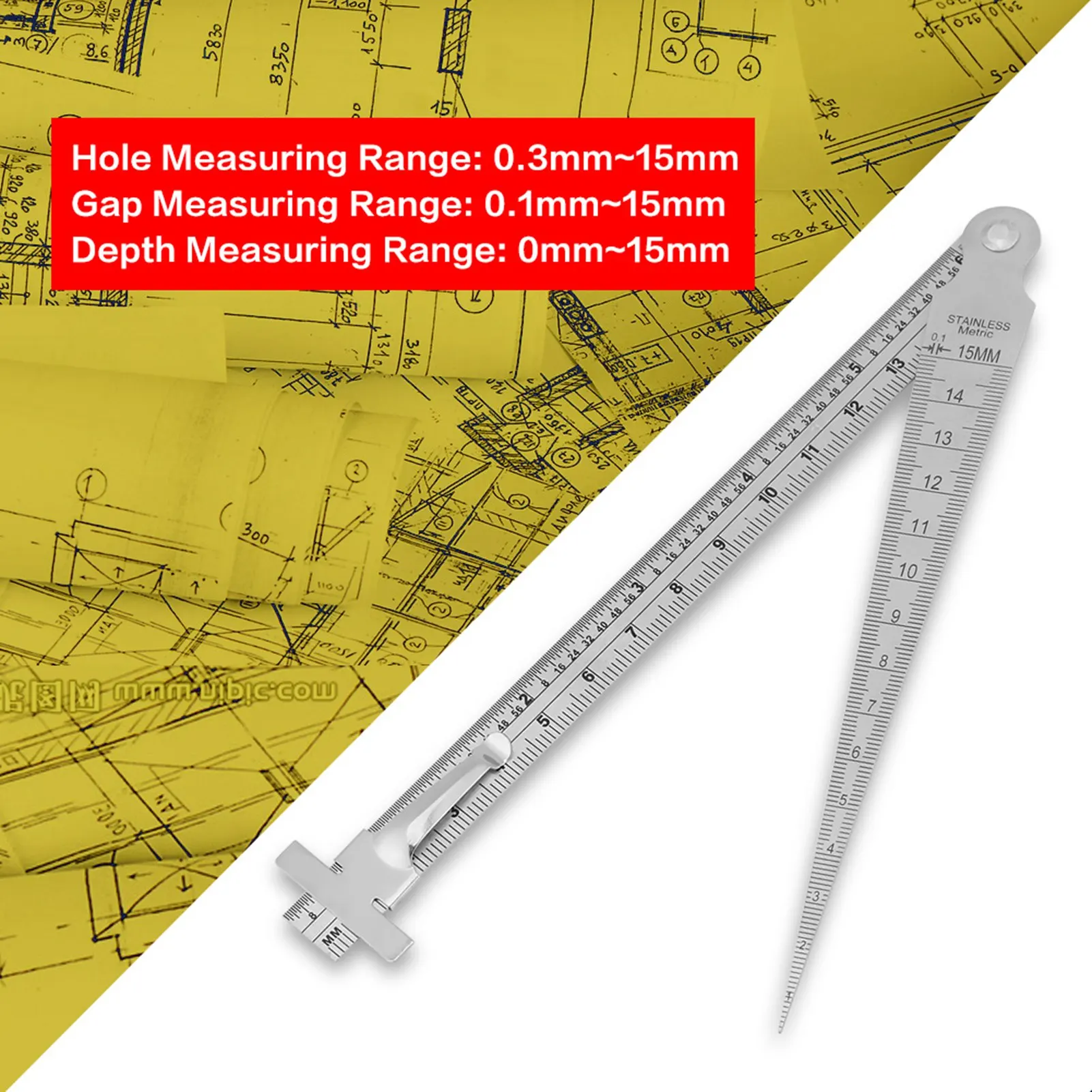 Depth Gauge Hole Size Gage Feeler Gauge Stainless Steel Welding Taper Gap Depth Ruler Hole Inspection Tool Taper