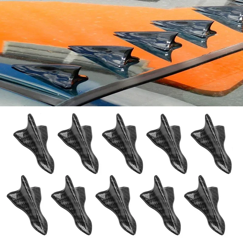 10Pcs Universal Rear Roof Shark Fins Spoiler Wing Kit Car Roof Spoiler Bumper Shark Fin Diffuser Vortex Generator