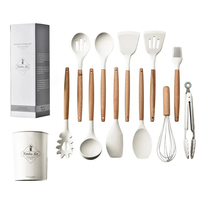 12PCS Food Grade Silicone Kitchen Cookware Utensils Turner Spatula Measuring Spoon Practical Cooking Tool Kitchenware Set 6