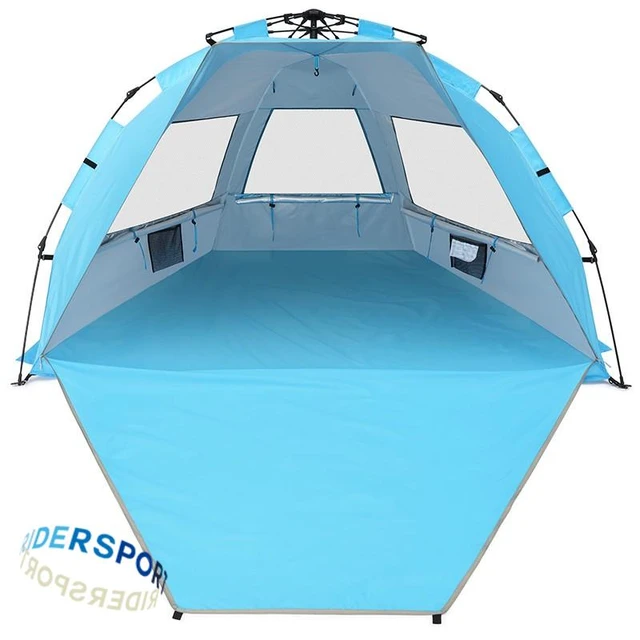 Tenda da spiaggia Pop-Up per 3-4 persone protezione UV portatile da esterno  pavimento estensibile con 3 tende da sole ventilanti - AliExpress