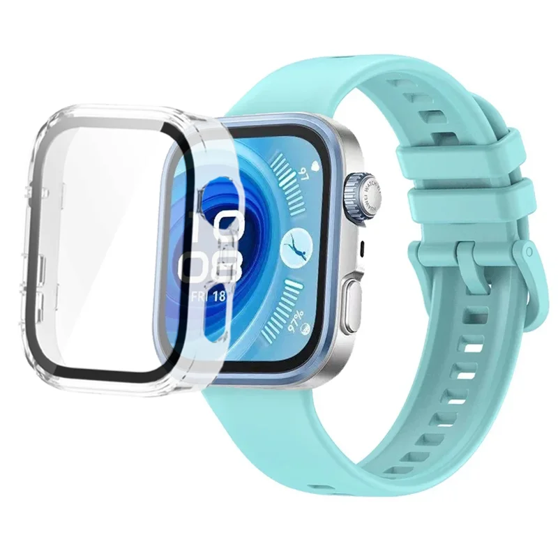 Breathable Silicone Strap with Protective Tempered Glass Screen and HD PC Case