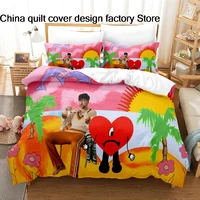 Parure de lit Bad Bunny Un Verano Sin Ti, housse de couette imprimée plage d'été, toutes tailles personnalisables, textile, tailles Twin, Full, Queen, King 5