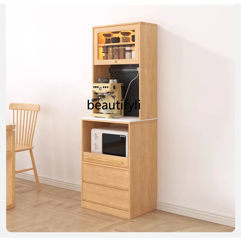 

Solid Wood Sideboard High Cabinet Narrow Nordic Integrated Wall Modern Minimalist Tea Cabinet