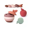 Stacking Fruit Shape Silicone Educational Toy BPA Free Cute Silicone Apple Pear Shape Design Good for Kids Brain Development Toy 5