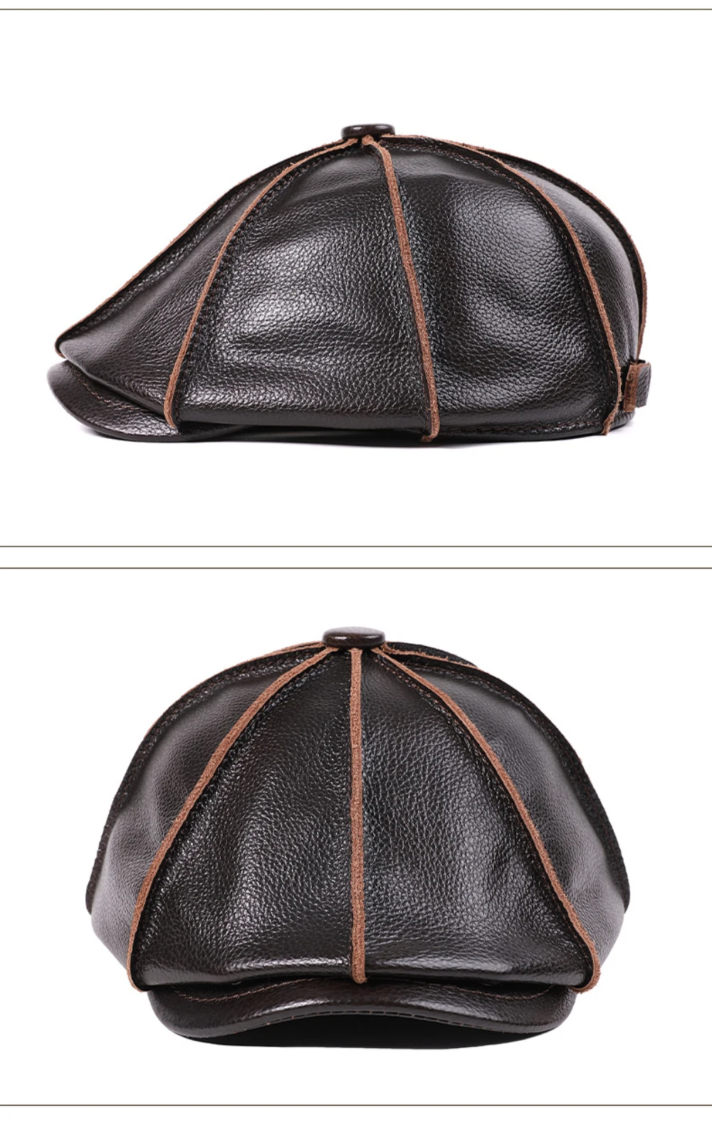 HT4848 Berets für Männer Frauen Hohe Qualität Echtes Leder Hut Achteckige Ivy Flache Kappe Männlich Weiblich Herbst Winter Hut Baskenmütze Kappen – Detail 9